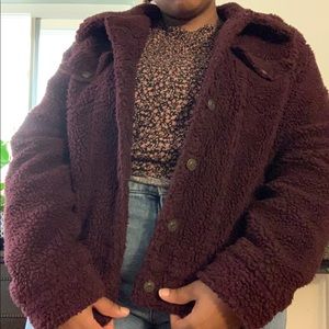Maroon Sherpa teddy jacket